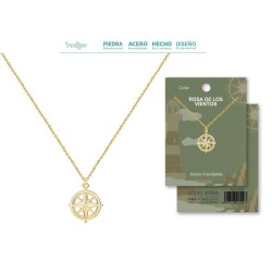 Colgante Rosa De Los Vientos en Acero Dorado